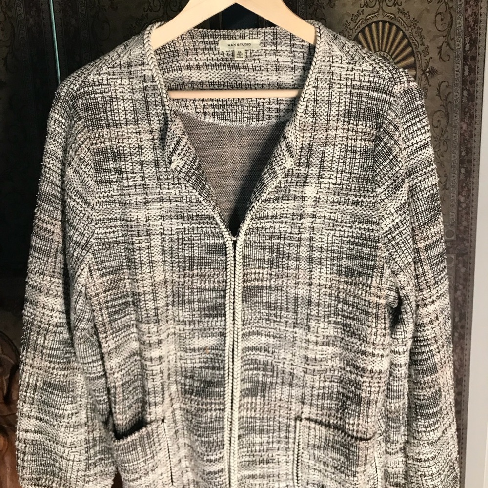 Max Studio Black and White Tweed Spring Jacket